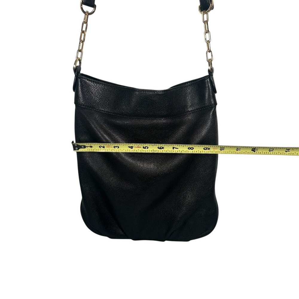 Tory Burch Black Stacked T Book Bag Pebbled Leather Crossbody - Picture 16 of 16